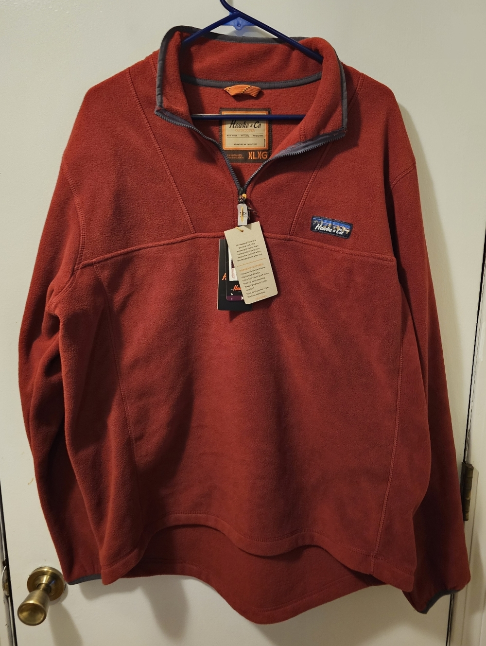 Hawke & Co Soft Fleece Red Quarter Zip Men's Size XL NWT‎